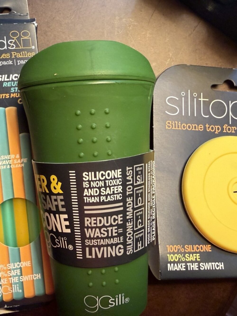 GoSili Reusable Silicone Travel Mug, Straws and Straw Lid Bundle